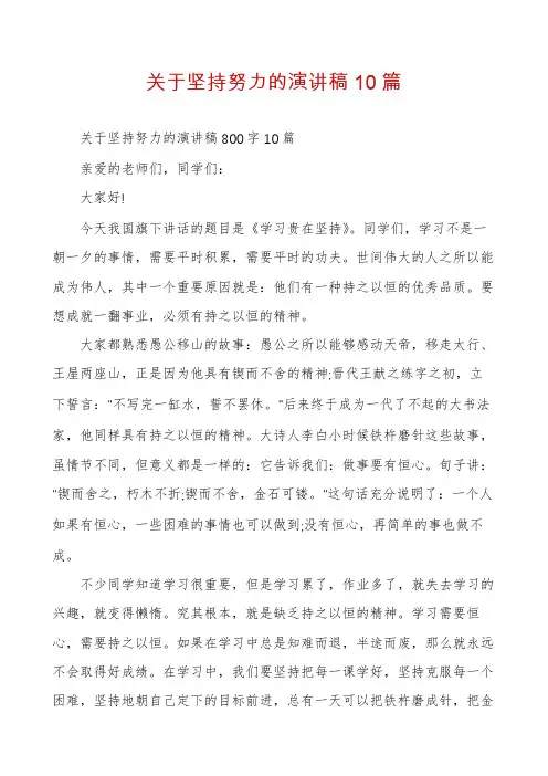 关于坚持努力的演讲稿10篇