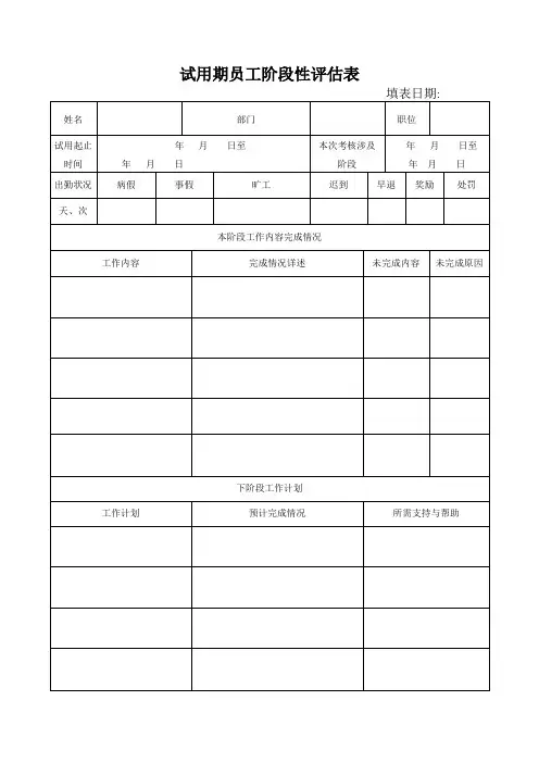员工阶段性评估表