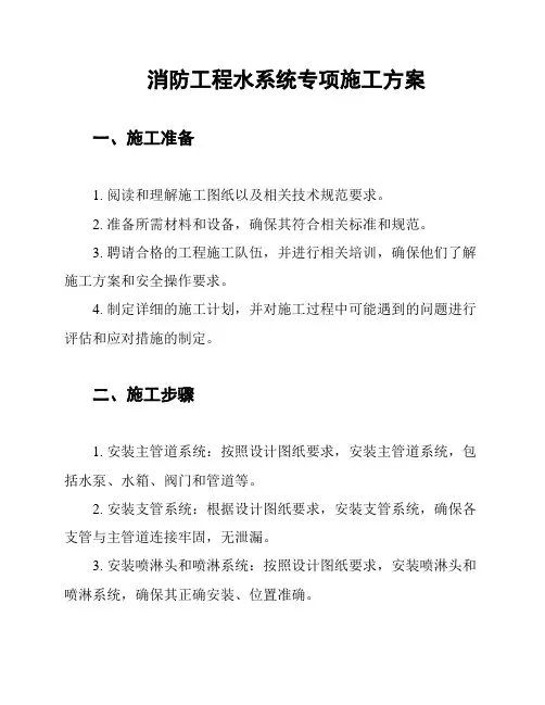 消防工程水系统专项施工方案