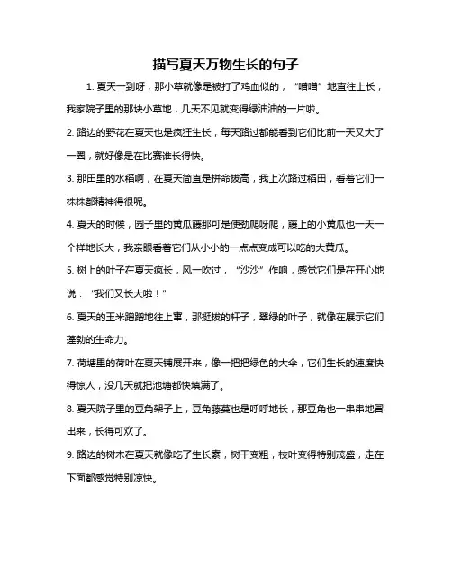 描写夏天万物生长的句子