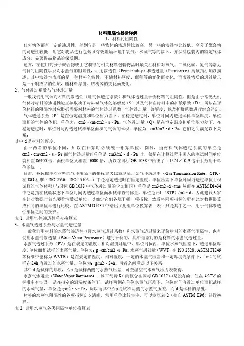 材料阻隔性指标详解