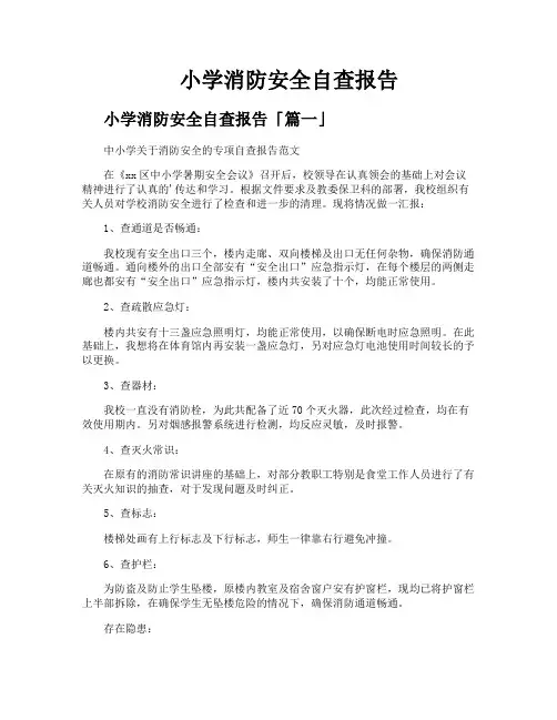 小学消防安全自查报告