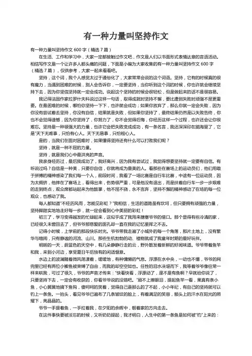 有一种力量叫坚持作文600字（精选7篇）