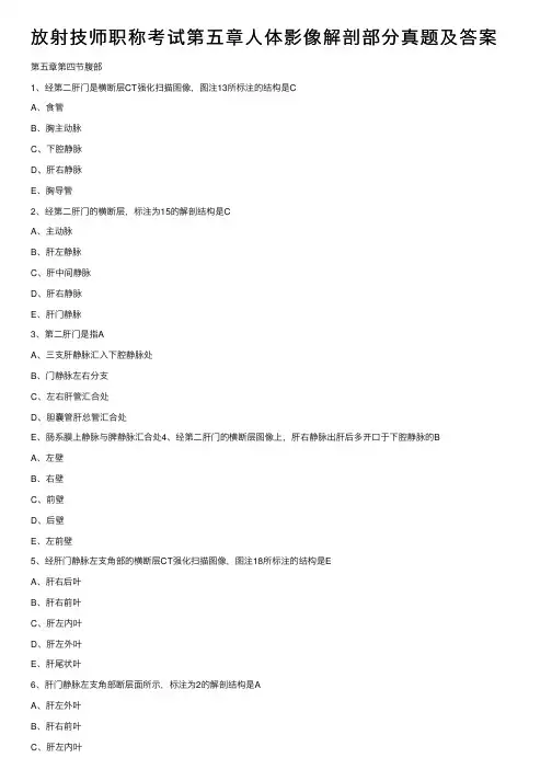 放射技师职称考试第五章人体影像解剖部分真题及答案