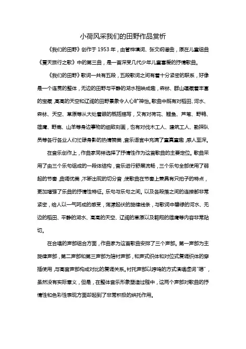 小荷风采我们的田野作品赏析