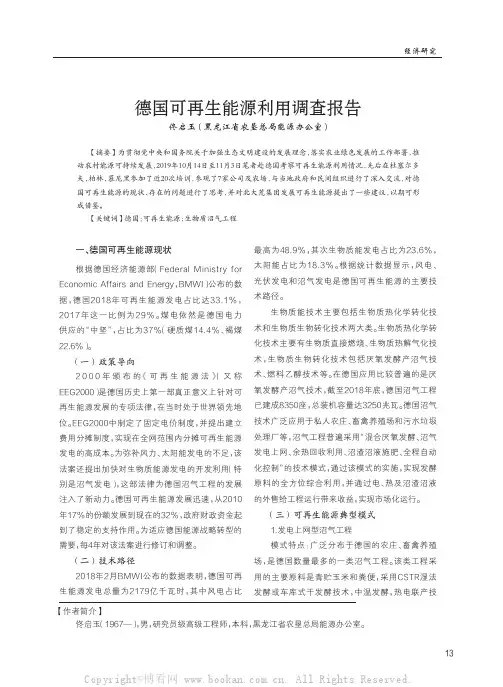 德国可再生能源利用调查报告