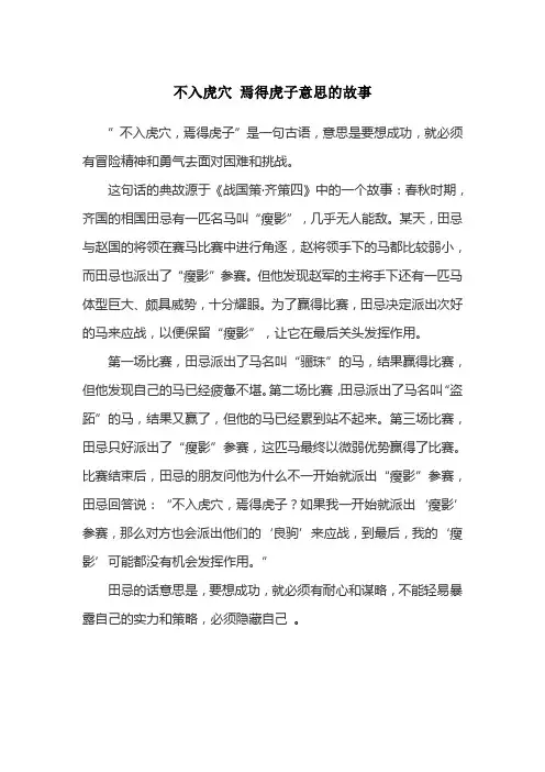 不入虎穴 焉得虎子意思的故事