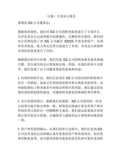 (3篇)专项审计报告