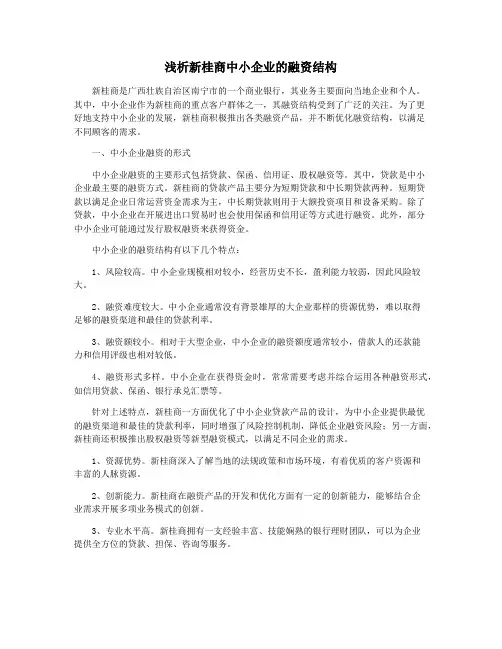 浅析新桂商中小企业的融资结构