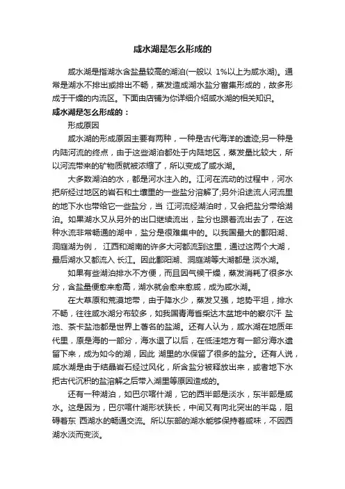 咸水湖是怎么形成的