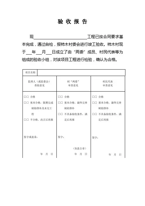 村级 项目 自查验收 报告