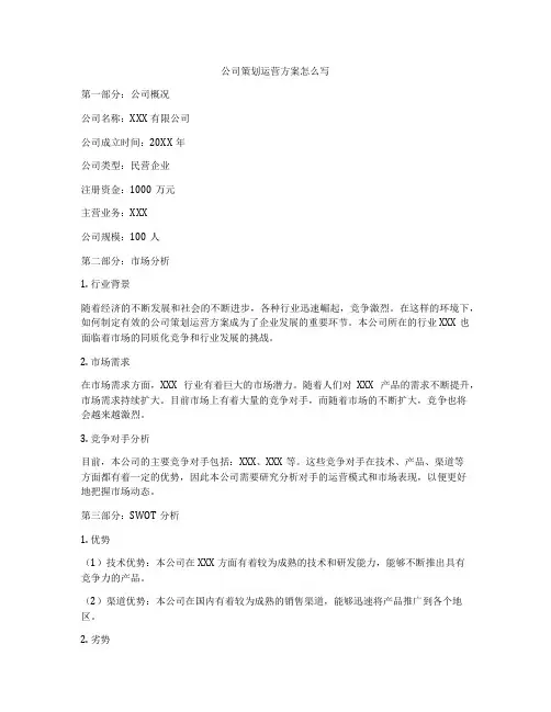 公司策划运营方案怎么写