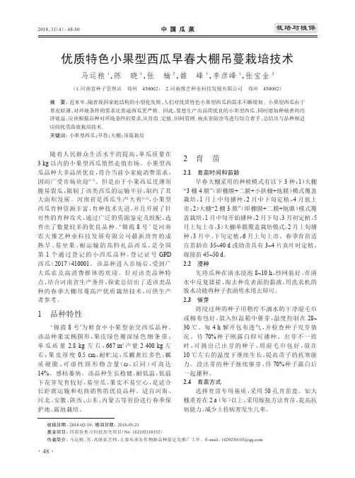 优质特色小果型西瓜早春大棚吊蔓栽培技术