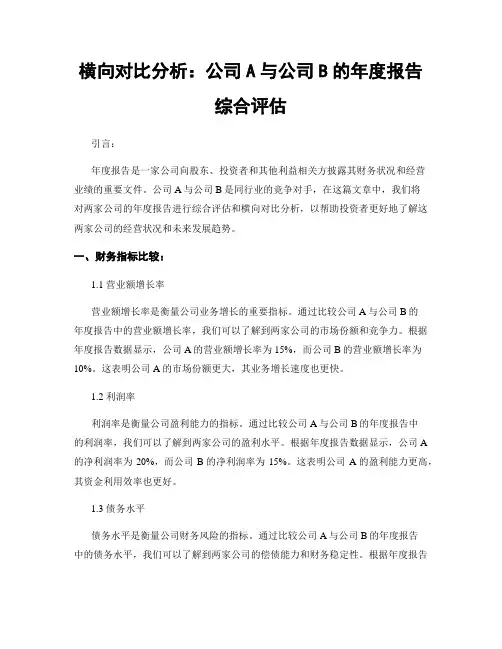 横向对比分析：公司A与公司B的年度报告综合评估