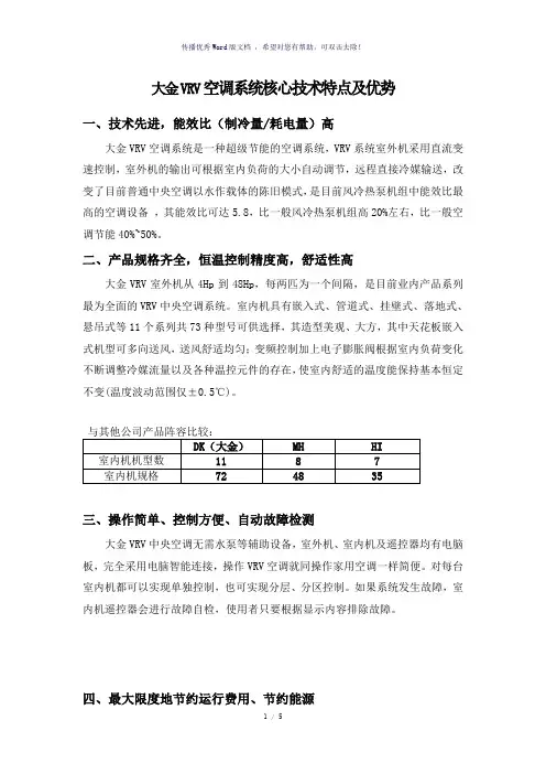 大金空调系统核心技术特点及优势优化