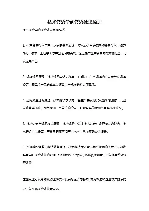 技术经济学的经济效果原理