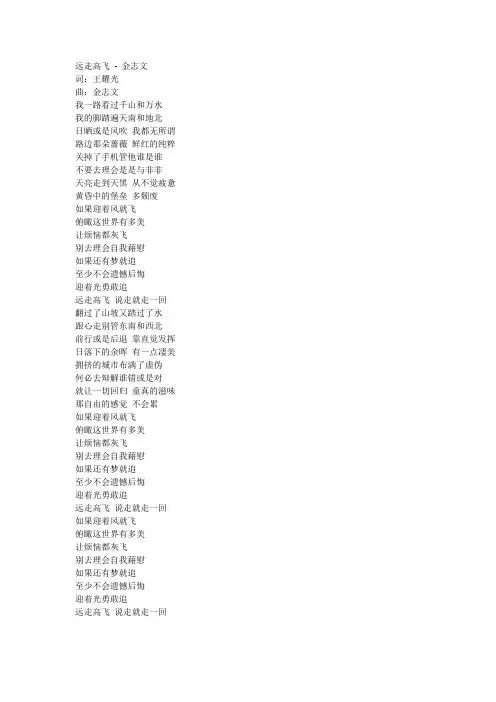 远走高飞 金志文 歌词