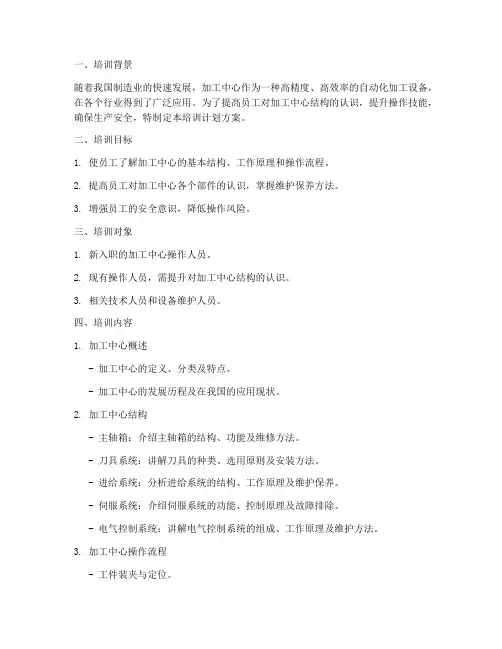 加工中心结构培训计划方案