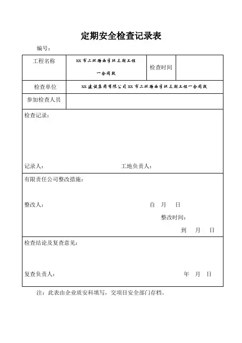 定期安全检查记录表
