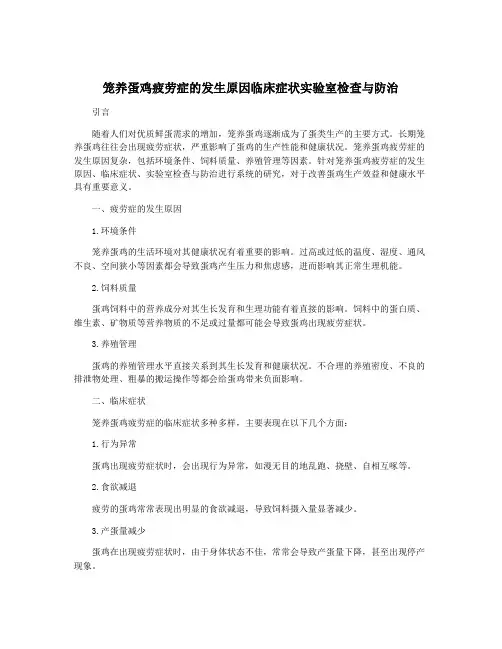 笼养蛋鸡疲劳症的发生原因临床症状实验室检查与防治