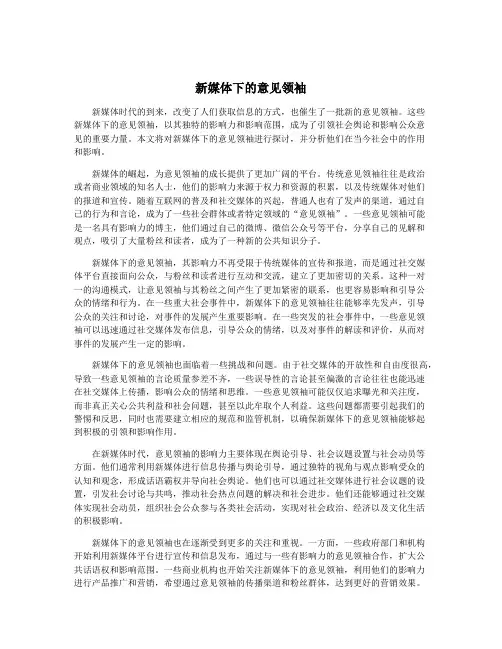 新媒体下的意见领袖