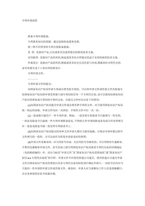 专利申请流程、条件、规程及范本