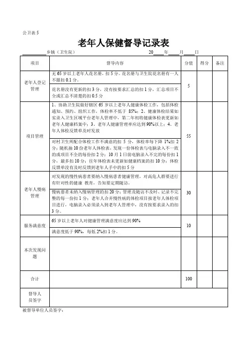 老年人督导记录表