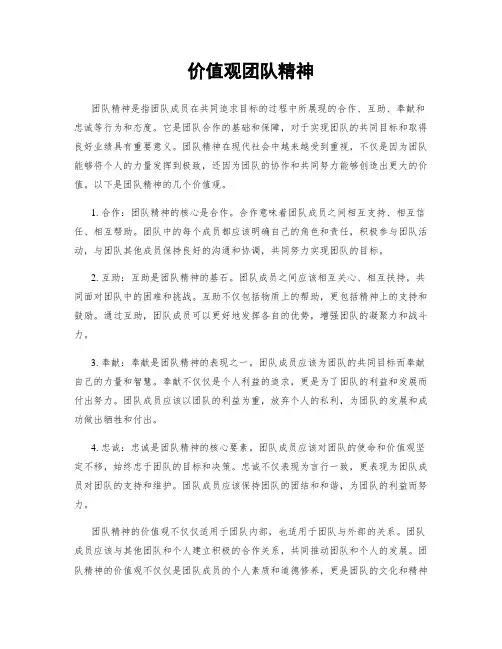 价值观团队精神