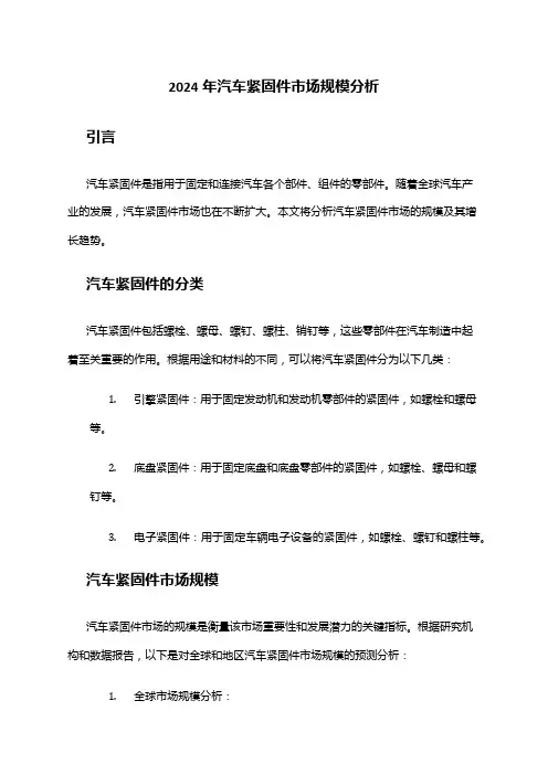 2024年汽车紧固件市场规模分析