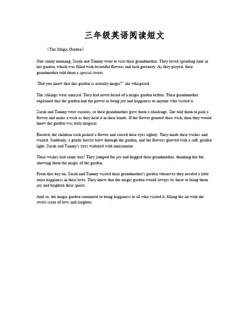 三年级英语阅读短文