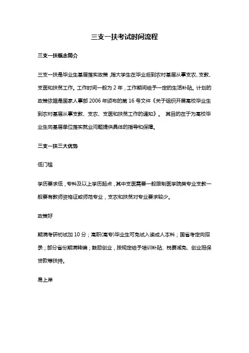 三支一扶考试时间流程