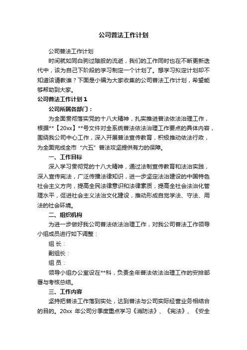 公司普法工作计划