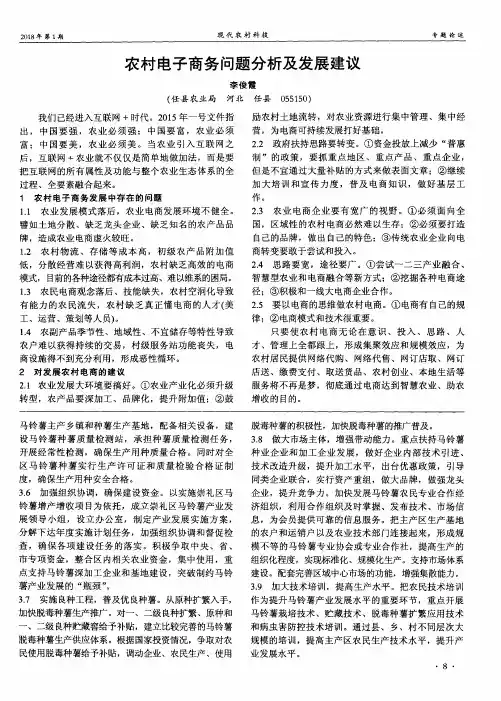 农村电子商务问题分析及发展建议