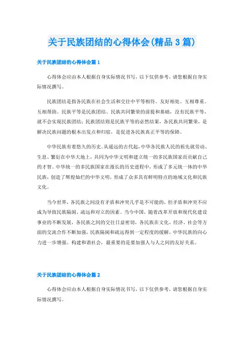 关于民族团结的心得体会(精品3篇)
