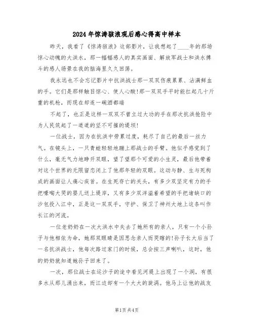 2024年惊涛骇浪观后感心得高中样本(2篇)