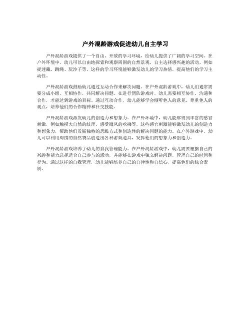户外混龄游戏促进幼儿自主学习