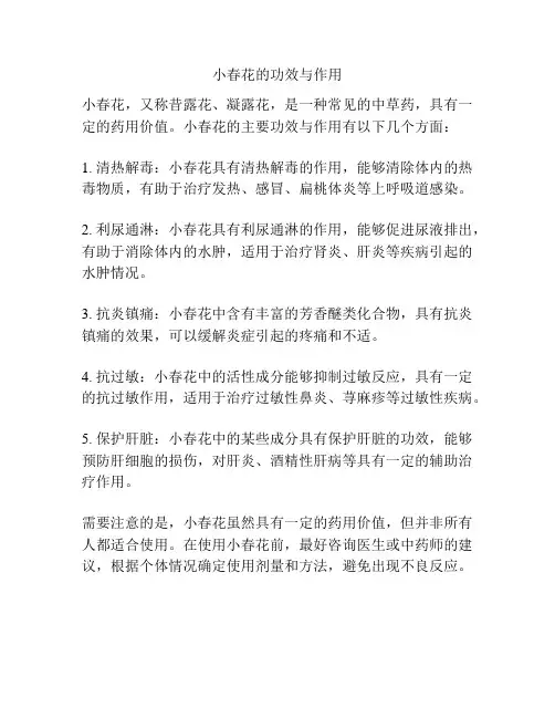 小春花的功效与作用