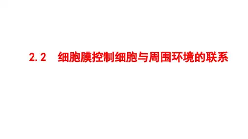 22.2细胞膜控制细胞与周围环境的联系课件2022——2023学年高一上学期生物浙科版必修1