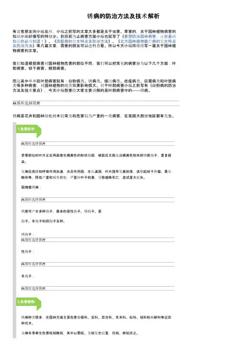 锈病的防治方法及技术解析