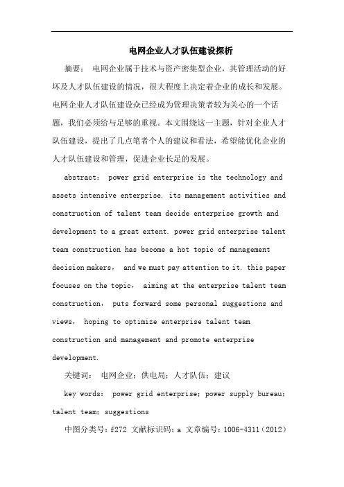 电网企业人才队伍建设论文