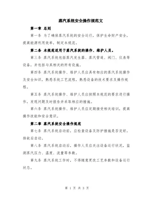蒸汽系统安全操作规范文