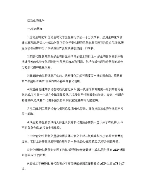 运动生物化学整理讲解