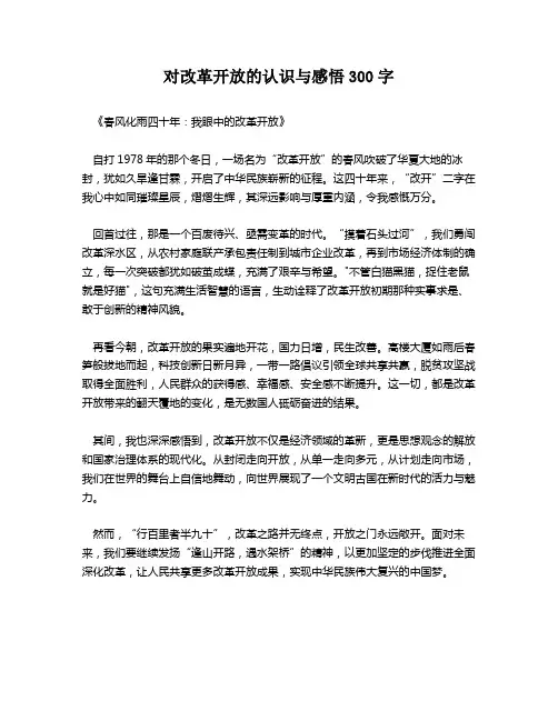 对改革开放的认识与感悟300字