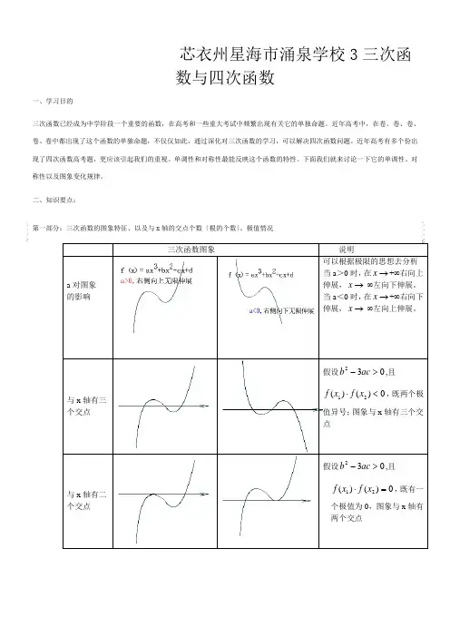 高三数学第二章函数导数高考一轮复习教案三次函数与四次函数