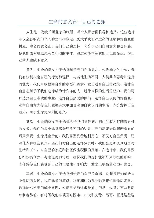 生命的意义在于自己的选择