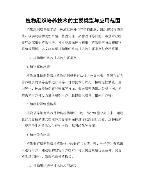 植物组织培养技术的主要类型与应用范围
