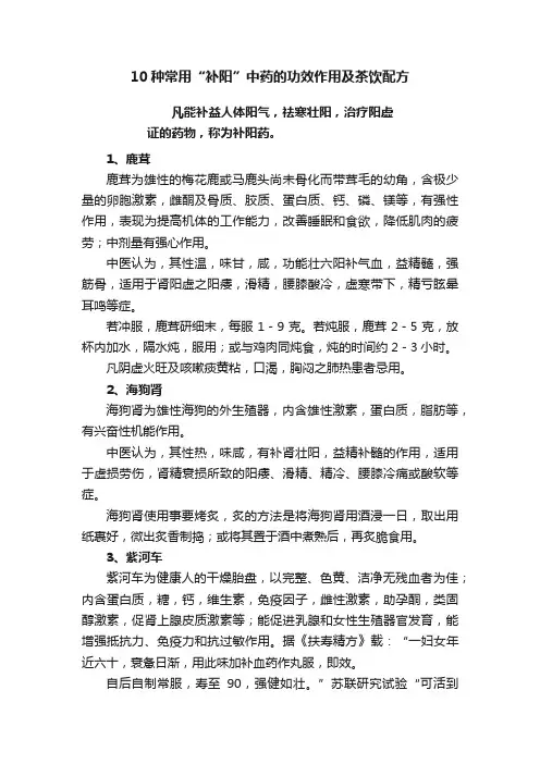 10种常用“补阳”中药的功效作用及茶饮配方