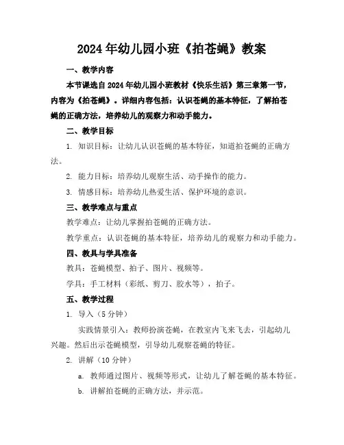 2024年幼儿园小班《拍苍蝇》教案
