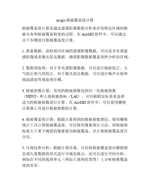 arcgis植被覆盖度计算
