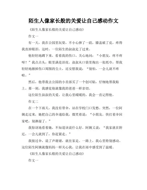 陌生人像家长般的关爱让自己感动作文